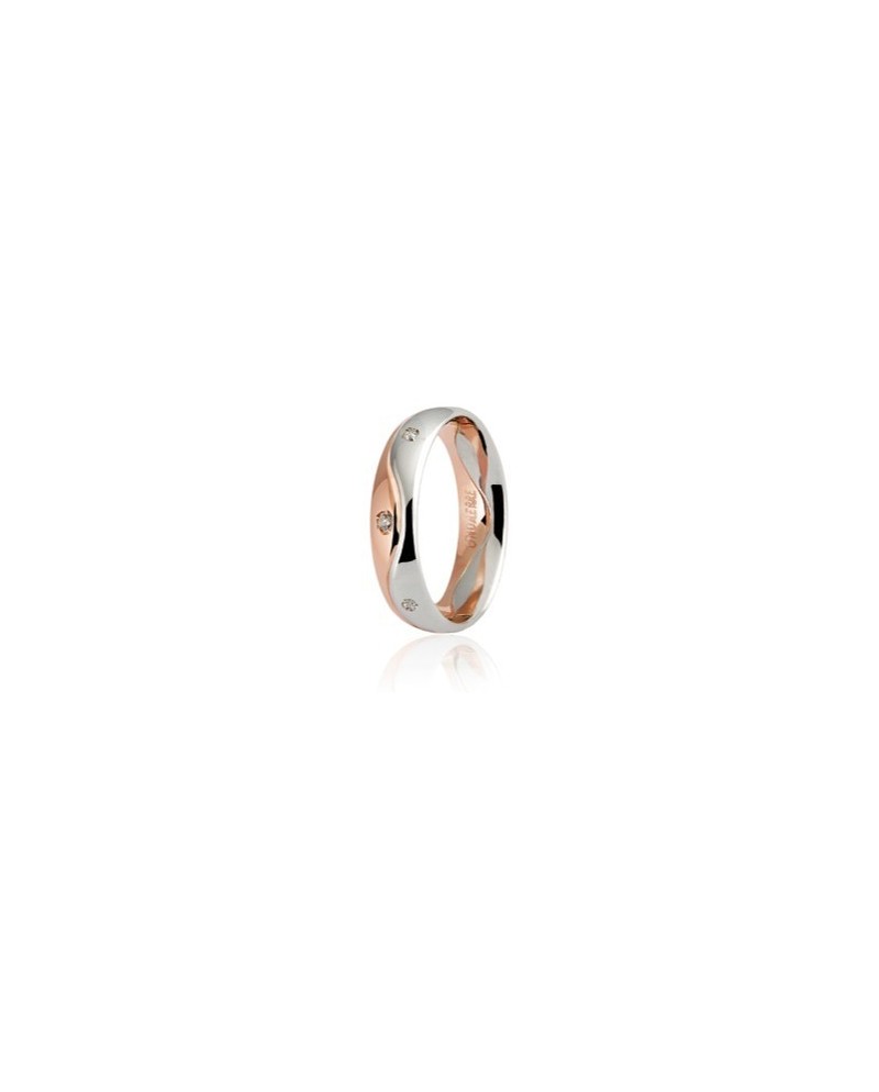 Unoaerre Galassia Wedding Ring in Two-Tone Gold with Diamonds