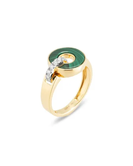 Bague Ponte Vecchio Promesse en or jaune avec malachite et diamants