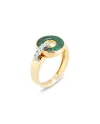 Bague Ponte Vecchio Promesse en or jaune avec malachite et diamants