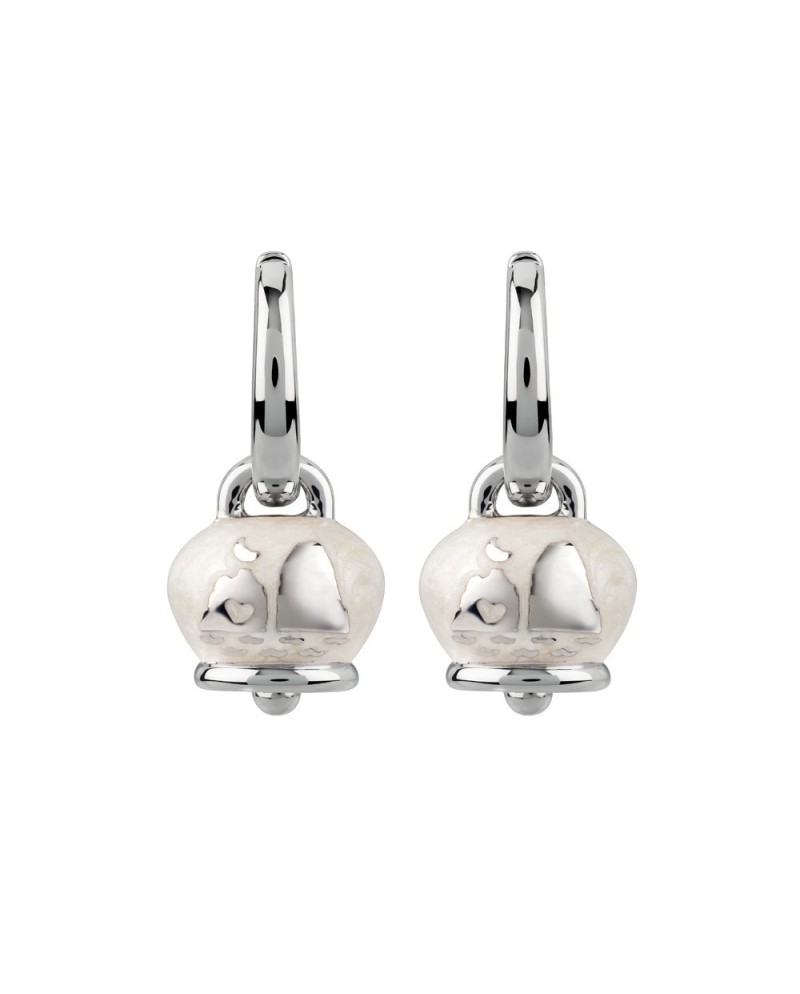 Orecchini Chantecler Capri con Campanella micro con faraglioni in argento e smalto bianco perlato