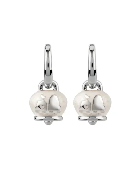 Orecchini Chantecler Capri con Campanella micro con faraglioni in argento e smalto bianco perlato