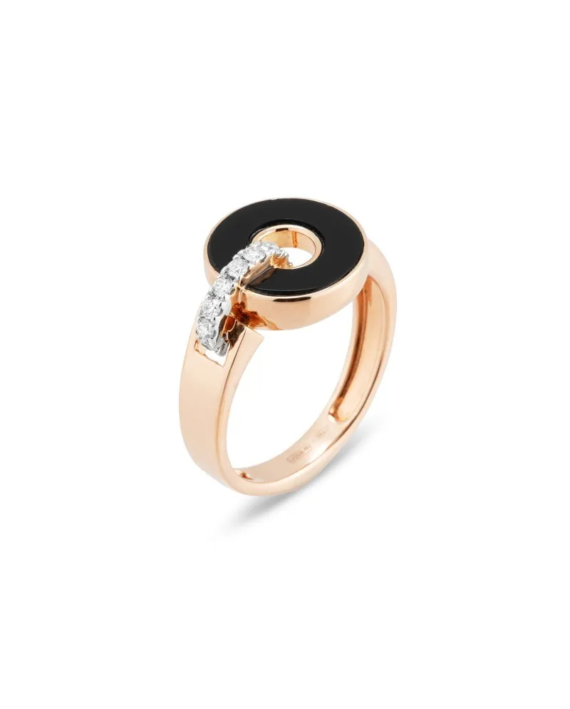 Anello Ponte Vecchio Promesse in Oro Rosa con Onice e Diamanti