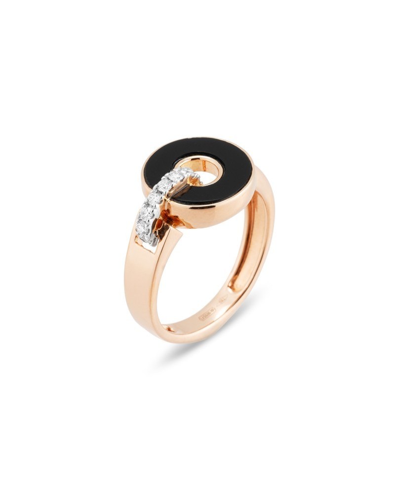 Ponte Vecchio Promesse Ring in Rose Gold with Onyx and Diamonds