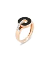 Bague Promesse Ponte Vecchio en or rose avec onyx et diamants