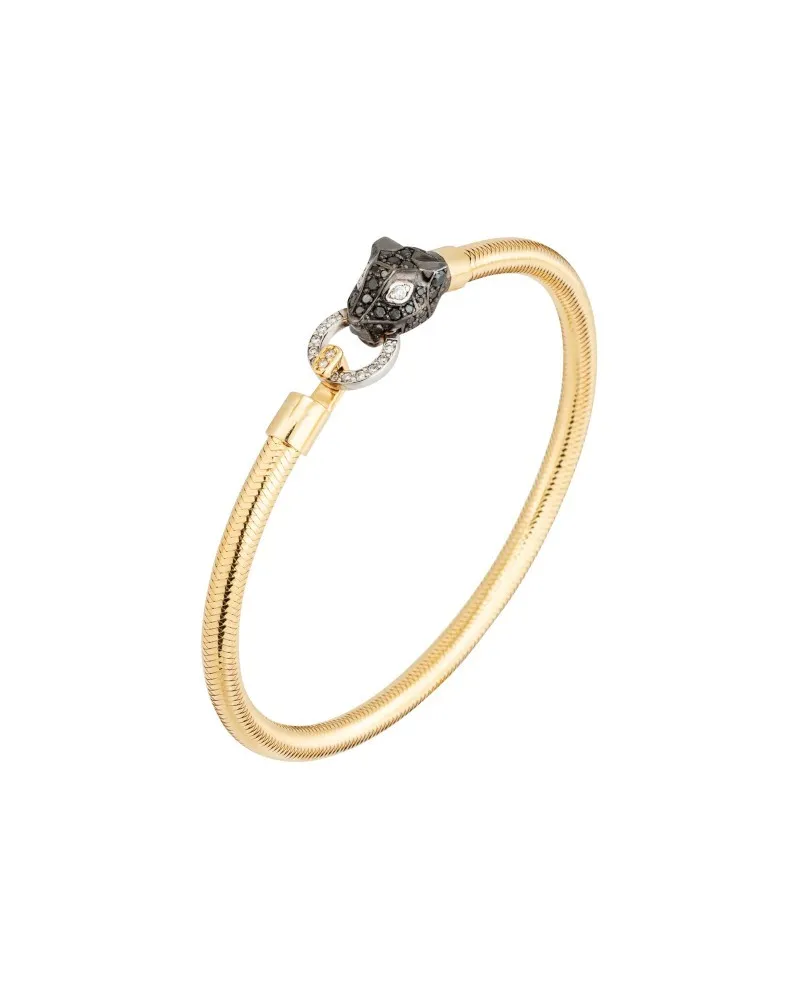 Ponte Vecchio Nobile Bracelet in Yellow Gold with Diamonds and Feline Head