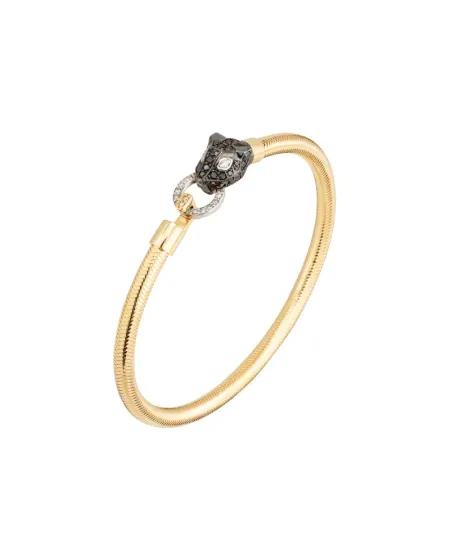 Bracciale Ponte Vecchio Nobile in Oro Giallo con Diamanti e Testa di Felino