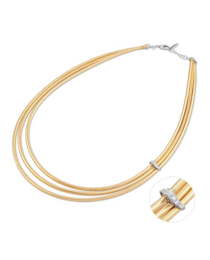 Collier ras du cou Ponte Vecchio Nobile à 3 rangs en or jaune avec pavé de diamants