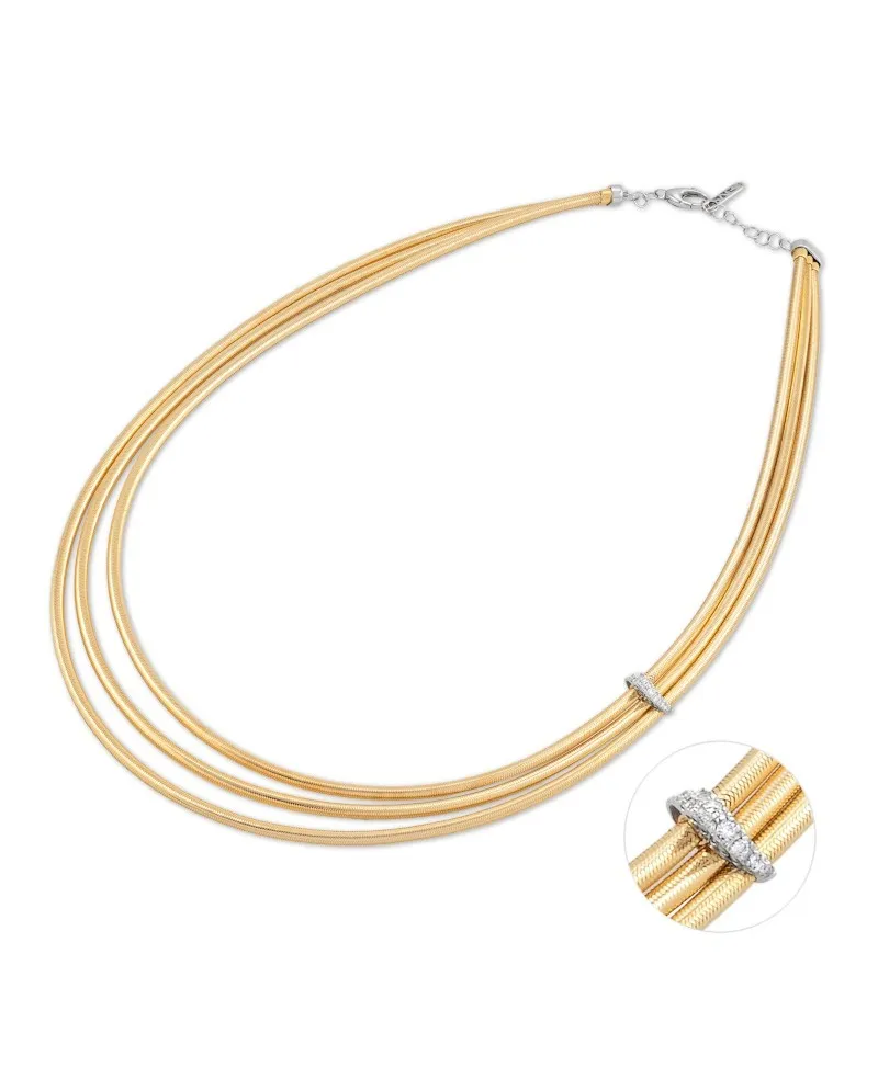Girocollo Ponte Vecchio Nobile a 3 Fili in Oro Giallo con Pavé Diamanti