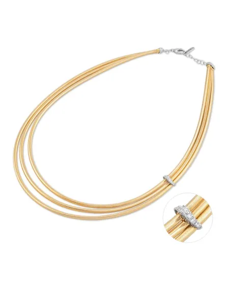 Collier ras du cou Ponte Vecchio Nobile à 3 rangs en or jaune avec pavé de diamants