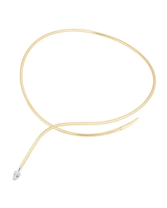 Ponte Vecchio Nobile Yellow Gold Choker with Diamonds and Rubies with Snake Head