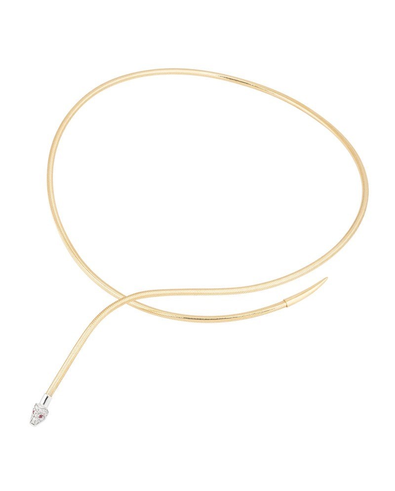 Ponte Vecchio Nobile Yellow Gold Choker with Diamonds and Rubies with Snake Head