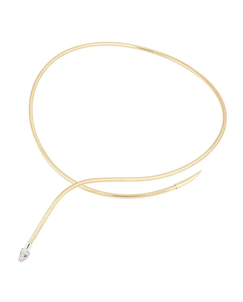 Ponte Vecchio Nobile Yellow Gold Choker with Diamonds and Rubies with Snake Head