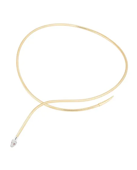 Ponte Vecchio Nobile Yellow Gold Choker with Diamonds and Rubies with Snake Head