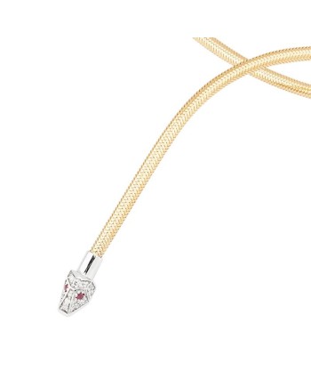 Collier ras du cou en or jaune Ponte Vecchio Nobile avec diamants et rubis et tête de serpent