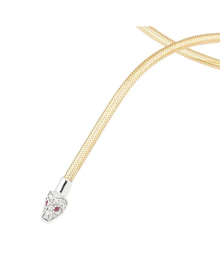 Girocollo Ponte Vecchio Nobile in Oro Giallo con Diamanti e Rubini con Testa di Serpente