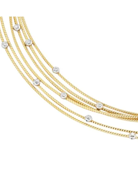 Collier ras du cou multi-rangs Ponte Vecchio Nobile en or jaune et diamants