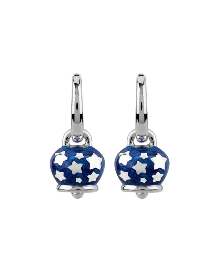 Orecchini Chantecler Capri Campanella micro con stelline in argento e smalto blu perlato