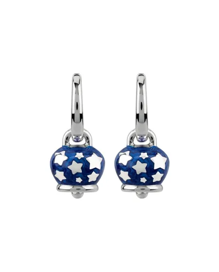 Orecchini Chantecler Capri Campanella micro con stelline in argento e smalto blu perlato