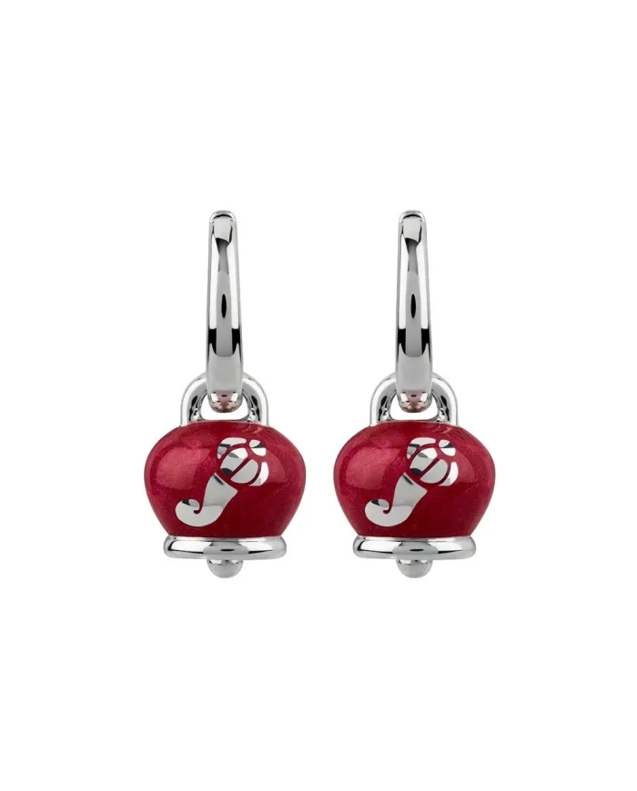 Chantecler Capri Campanella micro earrings with silver horns and pearly red enamel