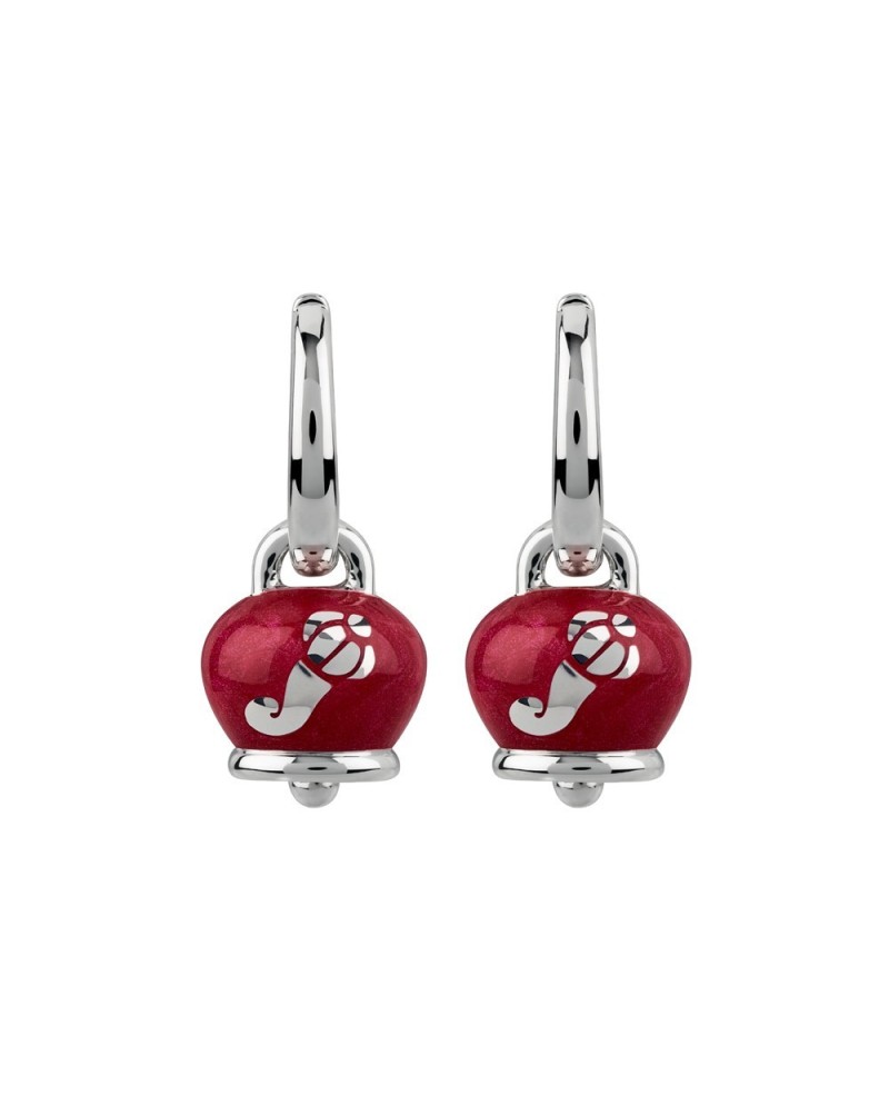 Chantecler Capri Campanella micro earrings with silver horns and pearly red enamel