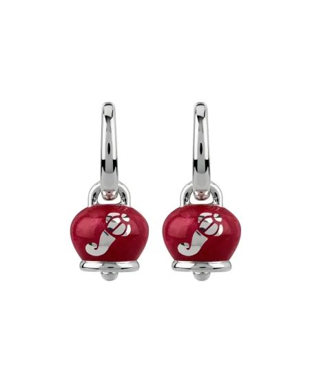 Boucles d'oreilles Chantecler Capri Campanella, micro-boucles en argent et émail rouge nacré