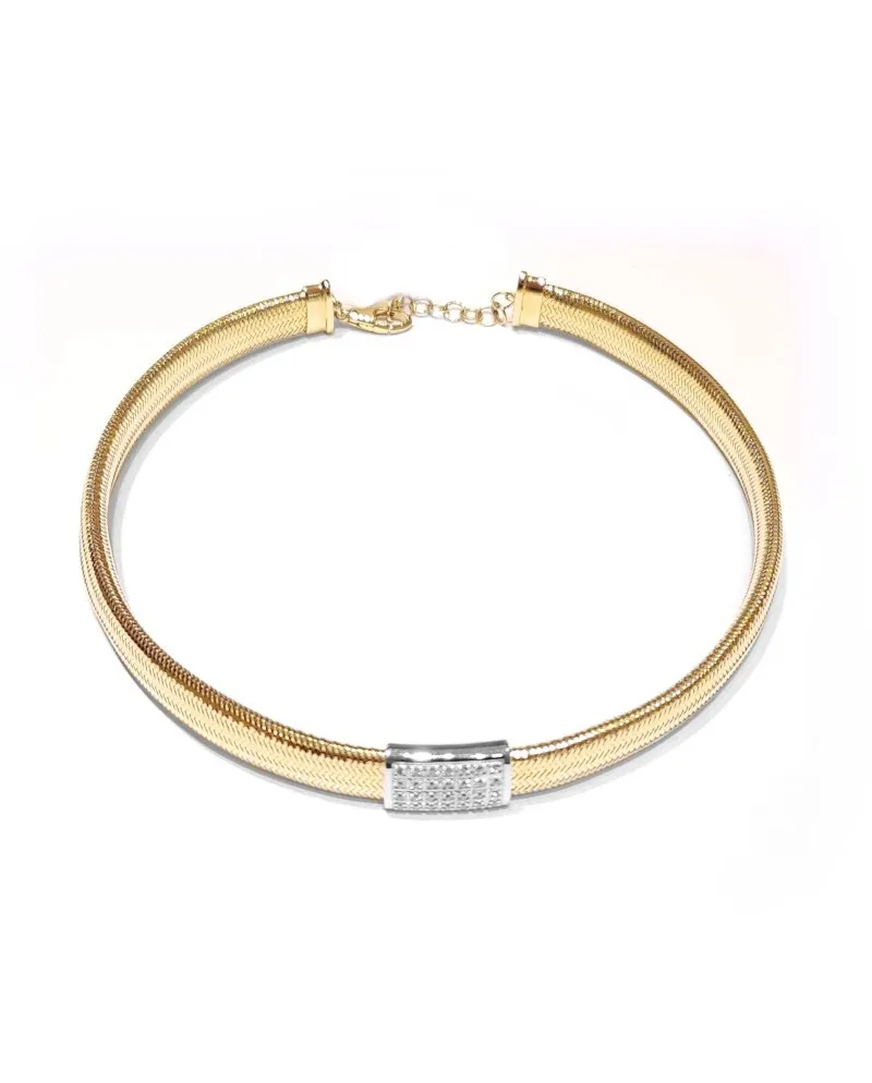 Chocker Ponte Vecchio Nobile in Oro Giallo con Pavé di Diamanti