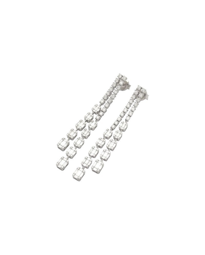 Boucles d'oreilles pendantes Ponte Vecchio Benvenuto en or blanc et diamants blancs