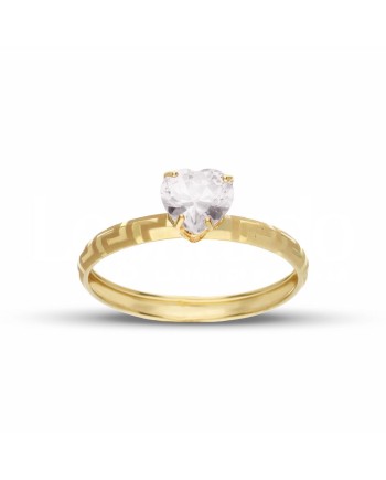 Casella Gioielli Yellow Gold Solitaire Ring with Heart Zircon