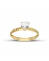 Bague solitaire en or jaune avec zircon en forme de cœur Casella Gioielli