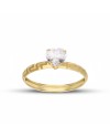 Casella Gioielli Yellow Gold Solitaire Ring with Heart Zircon