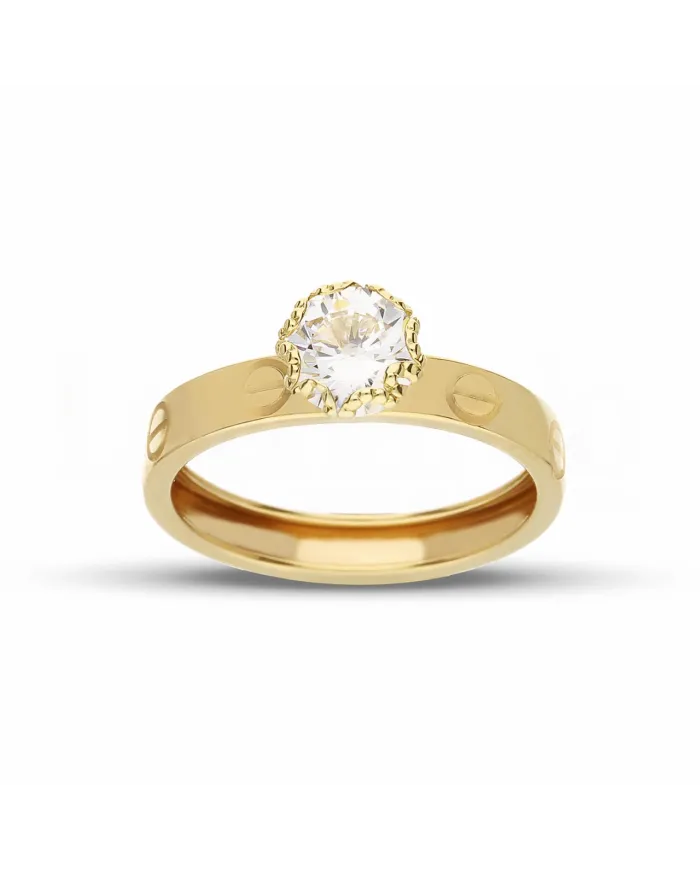 Casella Gioielli Solitaire Ring in Yellow Gold with Zircon