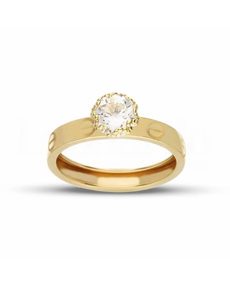 Bague solitaire Casella Gioielli en or jaune avec zircon