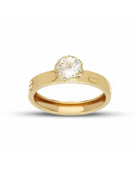 Bague solitaire Casella Gioielli en or jaune avec zircon