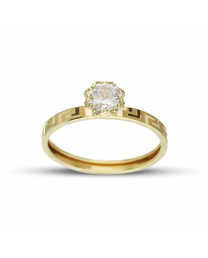 Casella Gioielli Solitaire Ring in Yellow Gold with Zircon