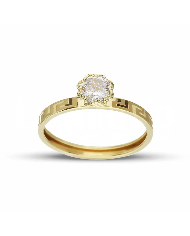 Anello Solitario Casella Gioielli in Oro Giallo con Zircone