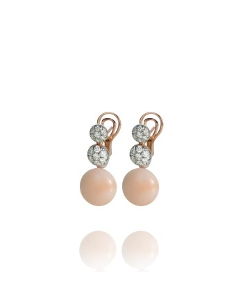 Orecchini pendenti Chantecler Capri in oro rosa, diamanti e corallo rosa