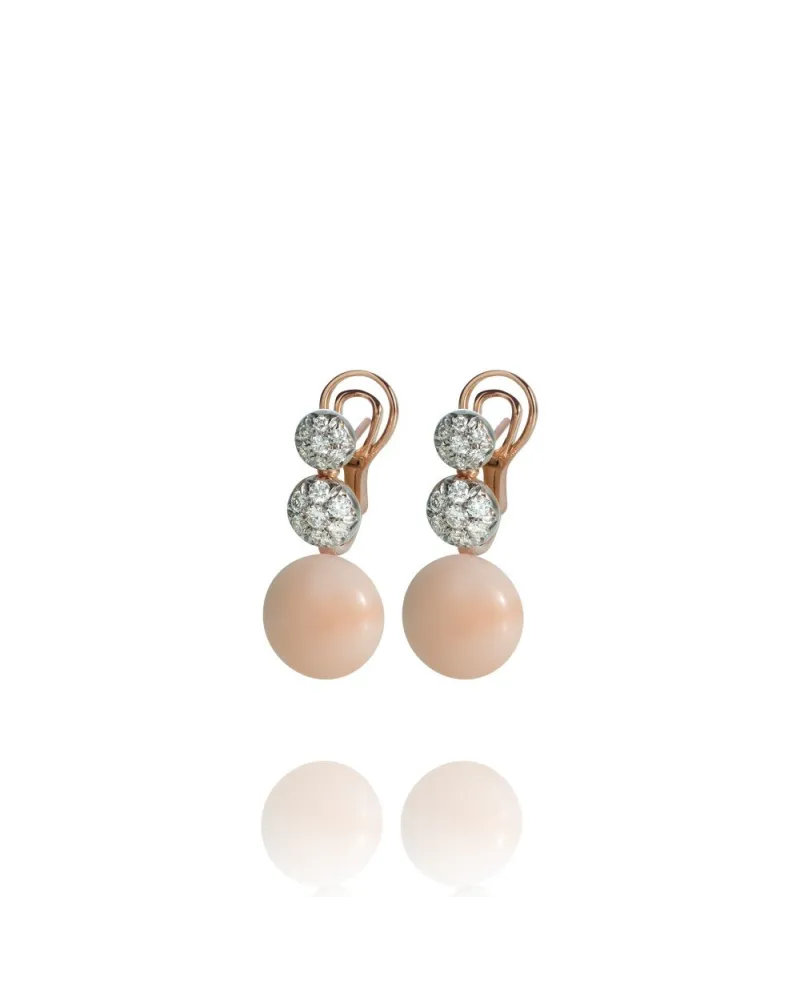 Chantecler Capri drop earrings in rose gold, diamonds and pink coral