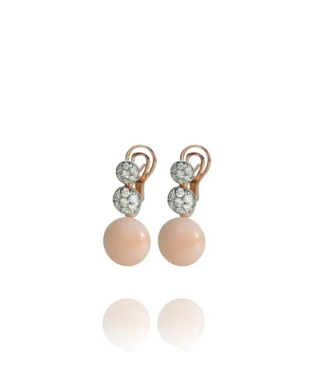 Orecchini pendenti Chantecler Capri in oro rosa, diamanti e corallo rosa
