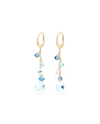 Boucles d'oreilles pendantes Marco Bicego Paradise en or jaune avec mélange de topazes et de diamants