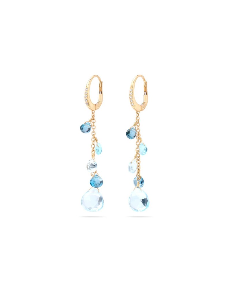 Marco Bicego Paradise Yellow Gold Drop Earrings with Mix of Topazes and Diamonds