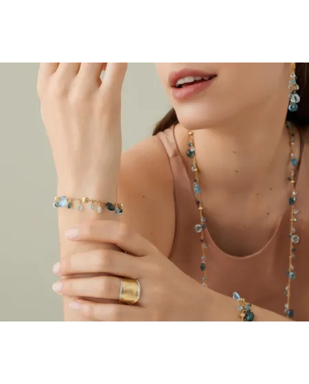 Bracciale Marco Bicego Paradise in Oro Giallo Topazi Blu