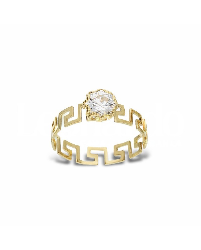 Bague solitaire Casella Gioielli en or jaune avec zircon