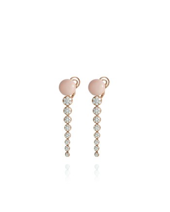 Chantecler Capri drop earrings in rose gold, diamonds and pink coral
