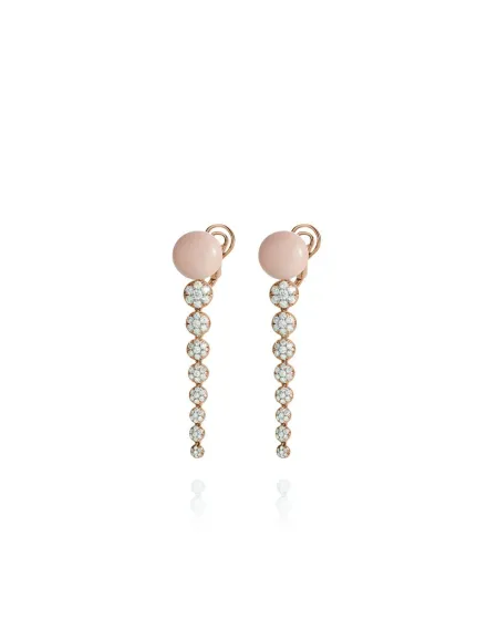 Orecchini pendenti Chantecler Capri in oro rosa, diamanti e corallo rosa