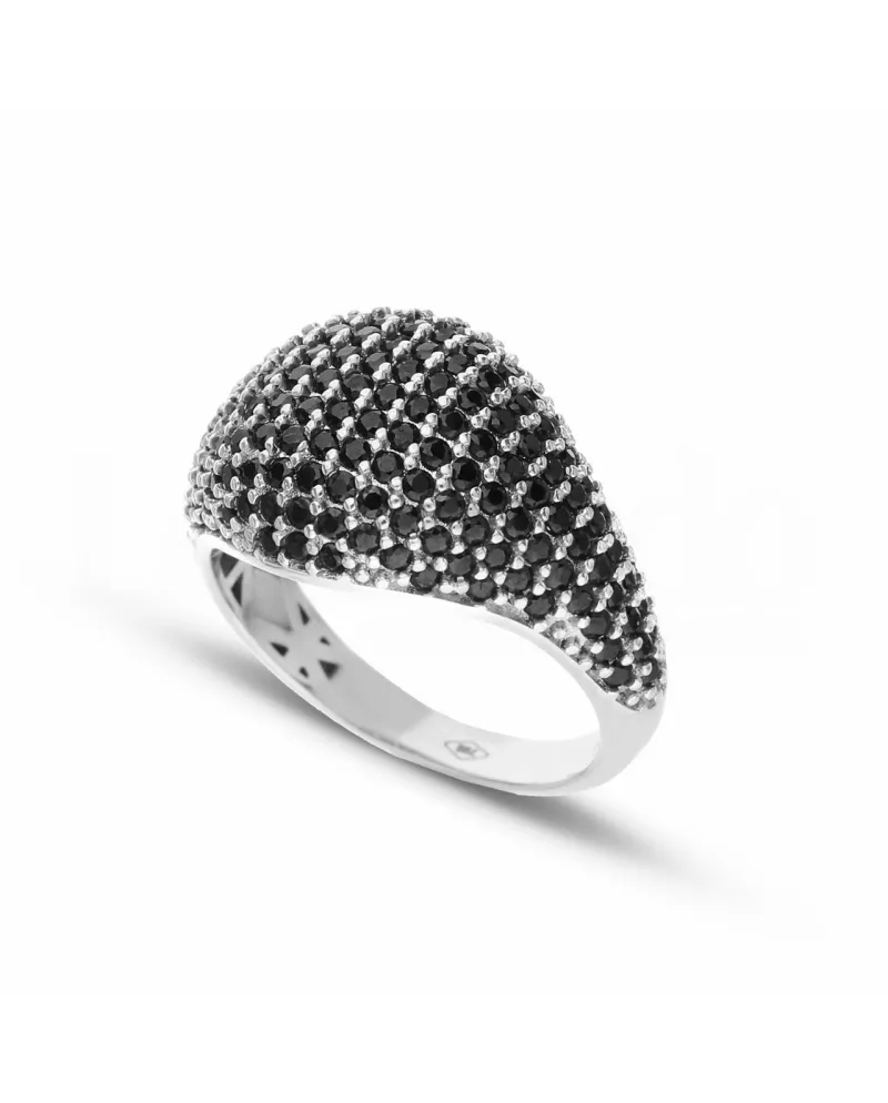 Bague Pinky Casella Gioielli en or blanc avec pavé
