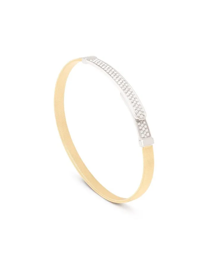 Marco Bicego Masai Yellow Gold and Diamond Thin Bangle Bracelet