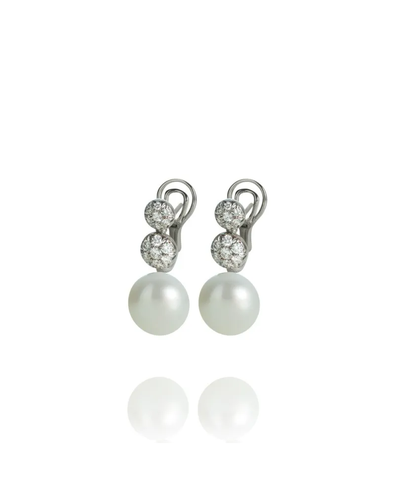 Chantecler Capri drop earrings in white gold, diamonds and freshwater pearls