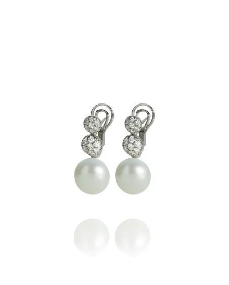 Chantecler Capri drop earrings in white gold, diamonds and freshwater pearls