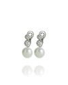 Orecchini pendenti Chantecler Capri in oro bianco, diamanti e perla freshwater