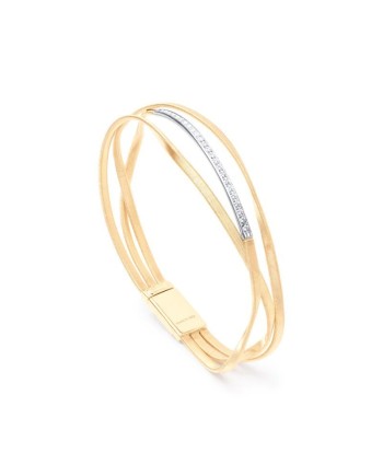 Marco Bicego Marrakech 3-Strand Yellow Gold Diamond Rigid Bracelet